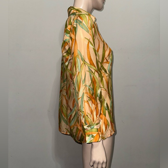 Dixie cotton Blend Button Down Print Top M - Picture 3 of 11